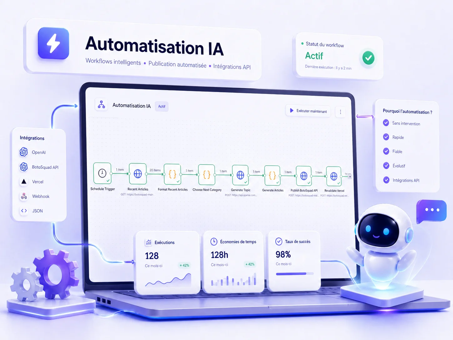 Automatisation IA de workflows n8n par l'agence BotoSquad Rabat Automatisation IA de workflows n8n par l'agence BotoSquad Rabat
