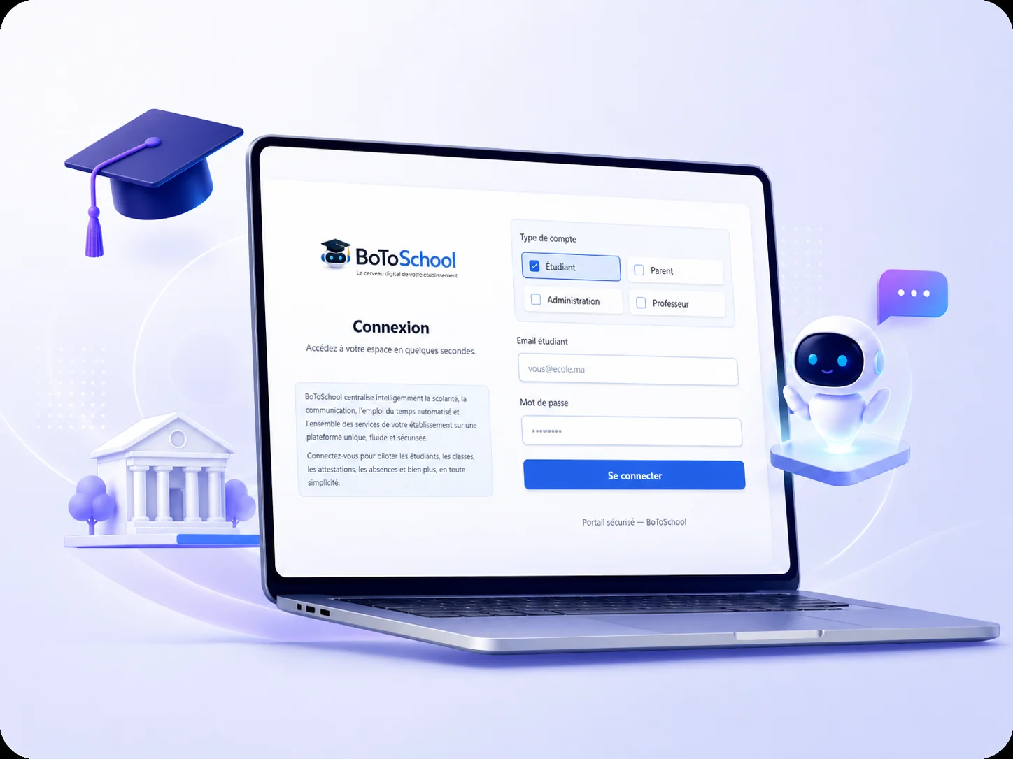 Portail IA éducatif développé par BotoSquad pour écoles marocaines Portail IA éducatif développé par BotoSquad pour écoles marocaines